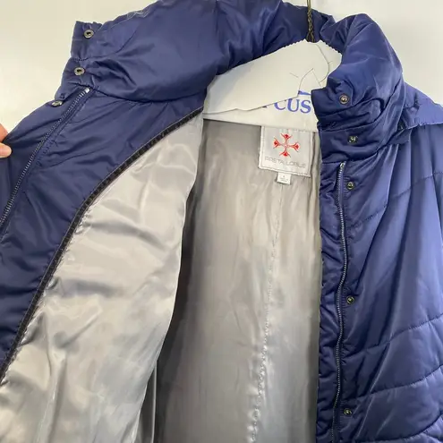 Preta LoBue Blue Hooded Puffer Coat Nylon Cold Winter Size L