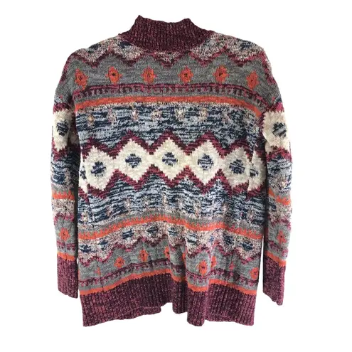 Mossimo Womens Aztec Pattern Open Front Cardigan Sweater S Cotton Blend Purple