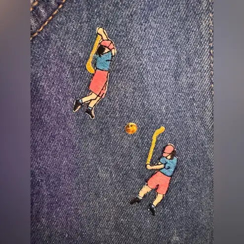 Vintage Haiks Blue Denim Overall Dress Womens XL Embroidered VTG Y2k golf