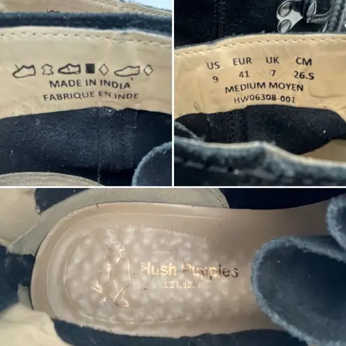 Hush Puppies Catelyn Hiker Boot in Black Suede Lace-Up Booties Women’s Size 9