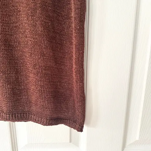 Alfani Brown Lattice Knit V Neck Crochet Acrylic Nylon Vintage Shell Tank Large