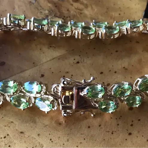 Natural Peridot Sterling Silver 18k Yellow Gold Vermeil Bracelet
