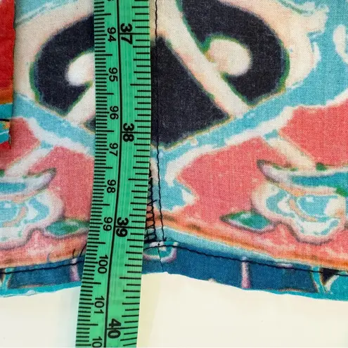 Tolani Collection Kimono Longline Cardigan 1X Blue Red Multicolor Abstract Print