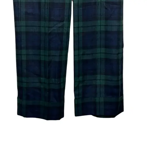 Sézane Sezane Martin Plaid Wool Blend Trousers Green Navy Wide Leg Size 4 Preppy