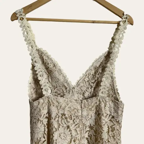 Masala Beige Floral Lace Plunge V