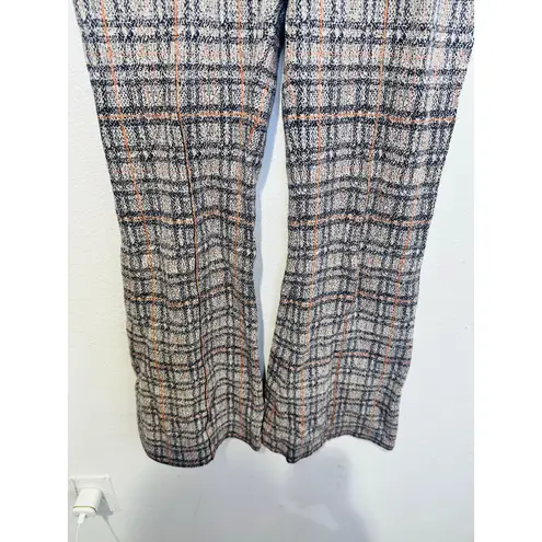ROSETTA GETTY Poppy Plaid Pull On Flared Hemline Cropped Plaid Pants size Small Gray
