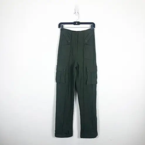 Ser.O.Ya Zoe Cargo Pants Size XS Forest Green Military Straight Leg High Rise