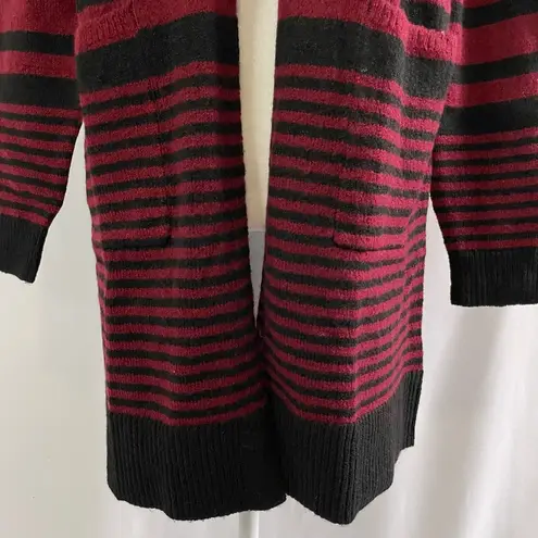Fortune + Ivy New Striped Open Front Long Cardigan Red Black Size Small