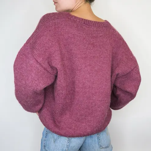 Vintage 80s Maroon V Neck Sweater Red Size M