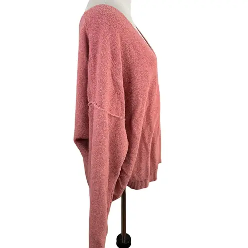 Free People  Pink Take Me Places Oversized Draped Sweater Size Large