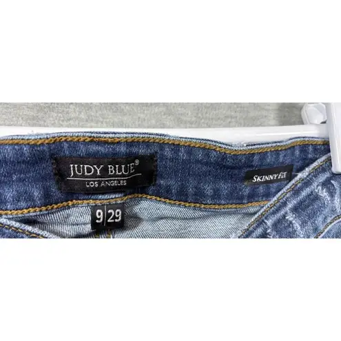 Judy Blue Womens Distressed Skinny Fit Jeans Plaid Patch Size 9/29