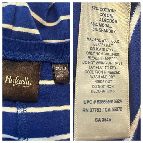Rafaella Tee Shirt Dress Drawstring Pockets Blue White Stripes Women’s Size XL