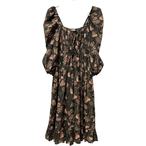 Ulla Johnson New Isla Floral Print Puff Sleeve Lined Midi Dress Size 2 $495