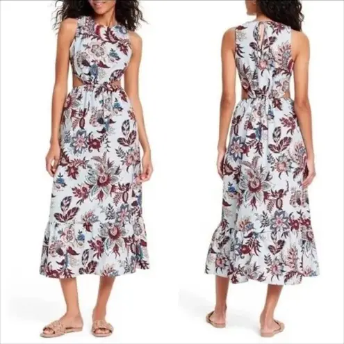 Rhode X Target Light Blue Floral Print Sleeveless Cut Out Midi Dress Size XXS