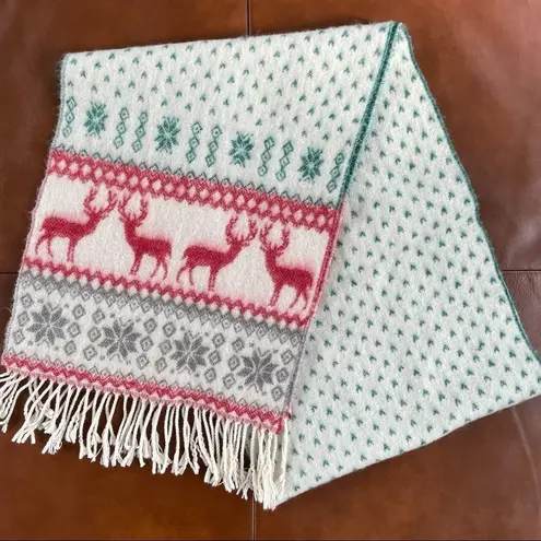 100% Cashmere Scarf Fair Isle Red