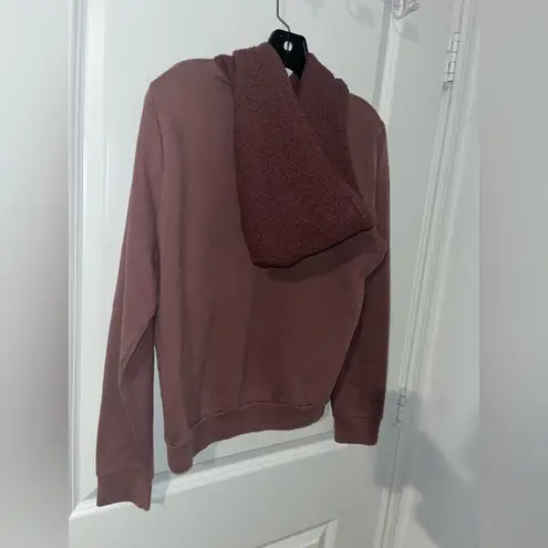 Victoria's Secret Pink Medium Rose Pink Hoodie Sweatshirt Glitter Font Sherpa Top