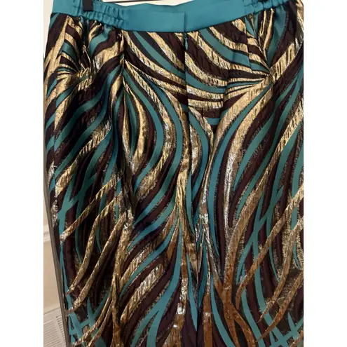 Divine Queen International Metallic Brocade Skirt Size 12 Turquoise