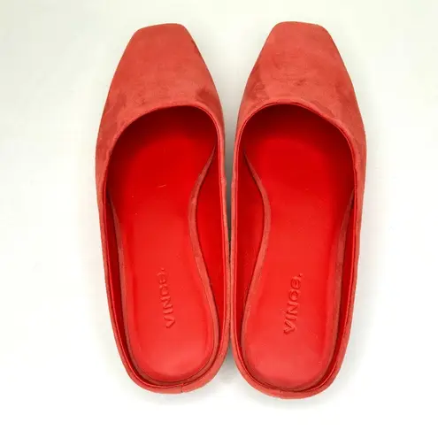 Vince  Valentina Suede Slip-On Square Toe Mules in Phoenix Red Size 8 *NWOB*