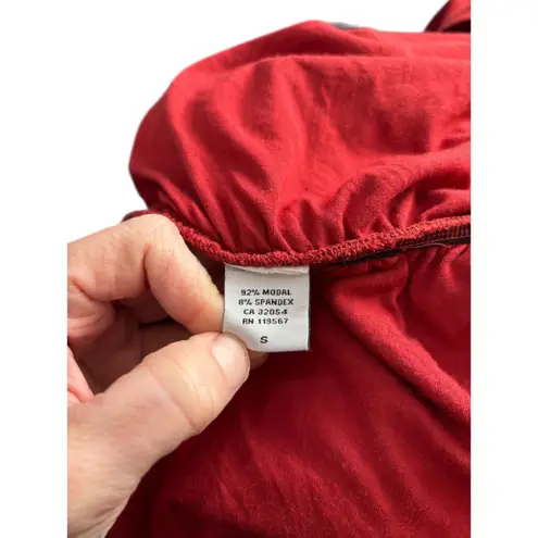 Rachel Pally Red Twist Front Cutout Ruched Long Sleeve Dress Sz S Jersey Stretch