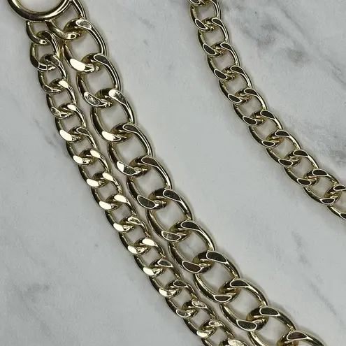 Chunky Draped Gold Tone Chain Link Belt Adjustable Y2K One Size OS ✨