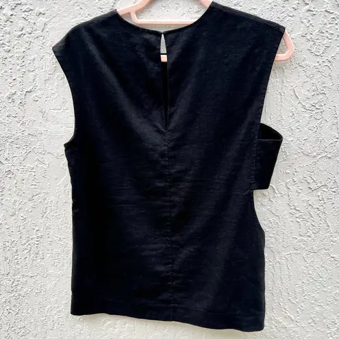 Cushnie et Ochs Sleeveless Linen Blend Cutout Side Top Black Women's Size 4