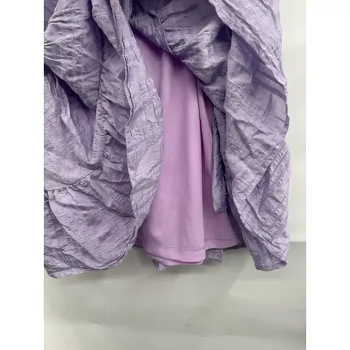 TALULAH Mini Dress Women Small Purple Textured Tiered Farm Cottage Peasant Fairy