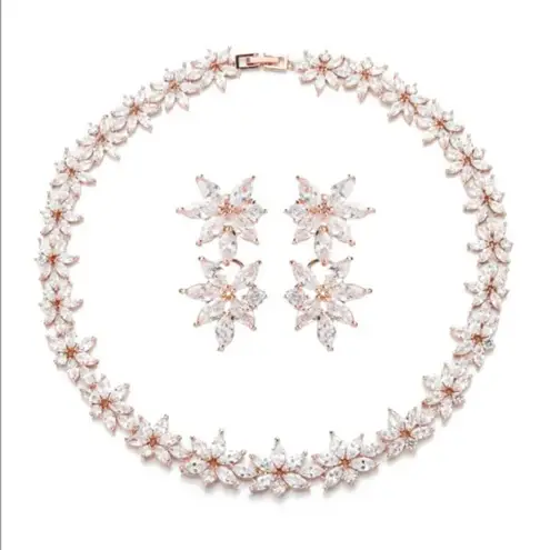 Eye Candy Luxe Abigail Crystal Leaf Statement Necklace & Earrings Set