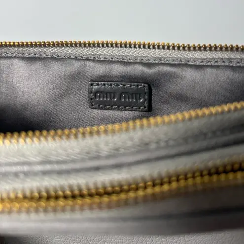 Miu Miu Madras Mini Logo Camera Wristlet Pouchette Clutch Purse Bag