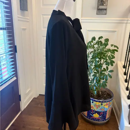 Harvé Benard Harve Benard NWOT High-Low Black Bow Tie Top with Zipper Detail