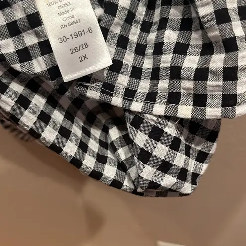 Woman Within Women’s 2X Black Gingham Short Sleeve Button Down Shirt