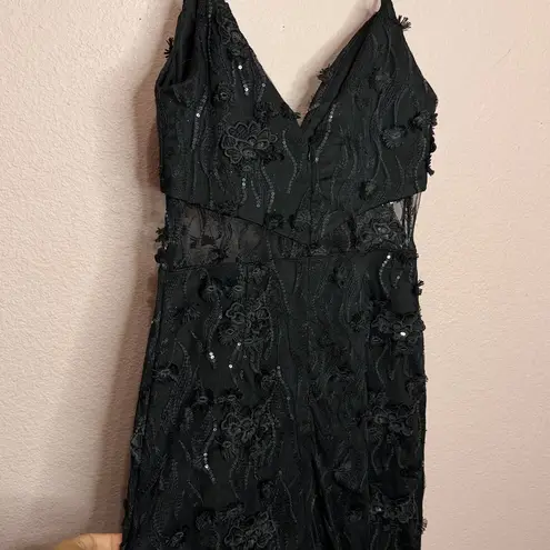 L’ATISE by Amy Black Sequin Lace Mermaid Evening Gown Dress Women’s. Size Small