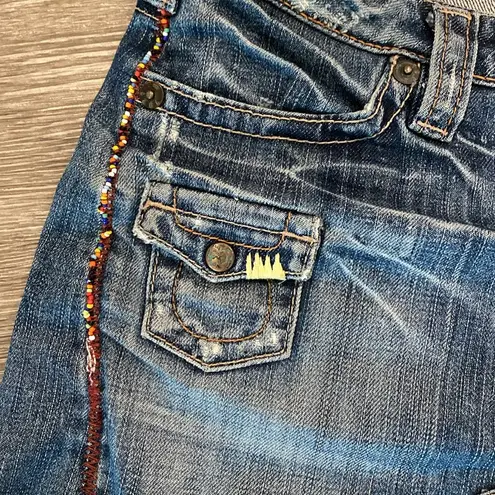 Y2k vintage low rise denim mini skirt 1921 boho festival medium 27 to 28 waist Blue