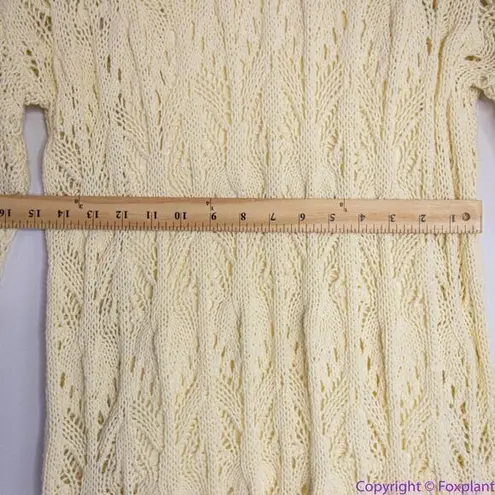 Free People NEW‎  Elton Cream Crochet Knit Long Sleeve Mini Dress, L