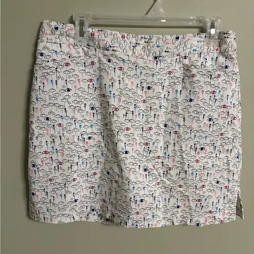 Lady Hagen  Skort Size 8 Golf Umbrella White Built In Shorts All Over Print