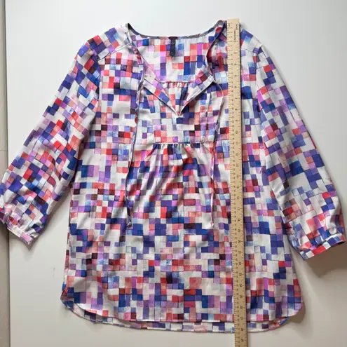 NYDJ Geometric Tunic Top Medium Multicolor 3/4 Sleeve Lightweight Office Bold