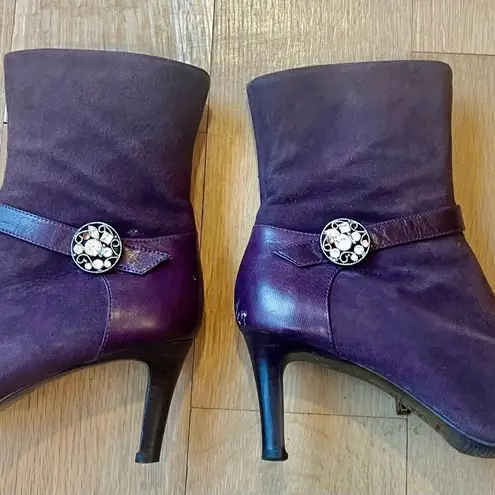 La and Saunda Purple Suede Ankle Boots Size 7 (37)