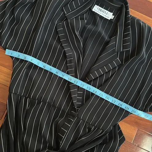 Chetta B Vintage Sherrie Bloom Menswear Pinstripe Dress Collared Wrap Midi Boss