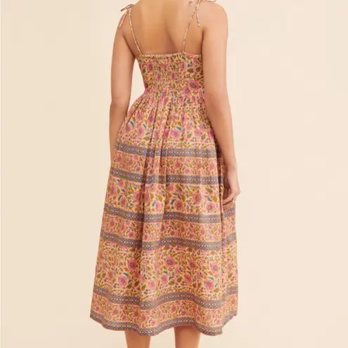 PLACE NATIONALE X NUULY Printed Tie Shoulder Midi Dress size Small Pink