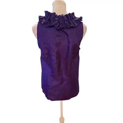 J.Crew Women's Silk Ruffle Cami Top Purple Size 2 Sleeveless V