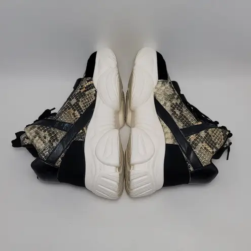 Womens Chunky High Top Snakeskin Hiking Sneakers Jumex Collection Shoes Size 39 Black