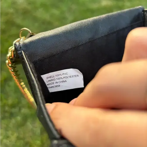 Black Quilted Faux Leather Turn Lock Mini Bag with Gold Chain