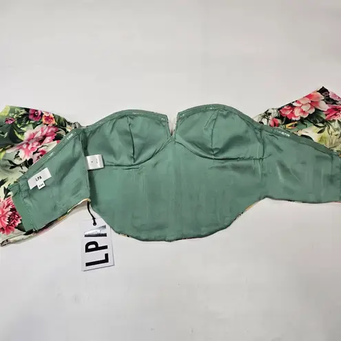 LPA Rae Corset Top in Green Rosa Floral XXS