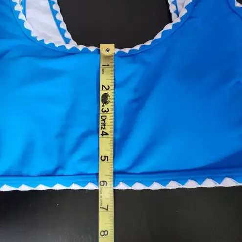 AI'IMAGE Blue Bikini with White Trim and High Waist Bottoms NWT Size Large
