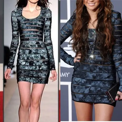 Herve Leger Grey Tie-Dye Bandage Dress Sz …