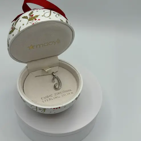 Giani Bernini Ornament Box with silver Cubic Zirconia J Initial Pendant Necklace