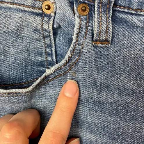 J. Crew Factory Woman's Sz 31High Rise Medium Wash Skinny Jeans Frayed Acid Wash Blue