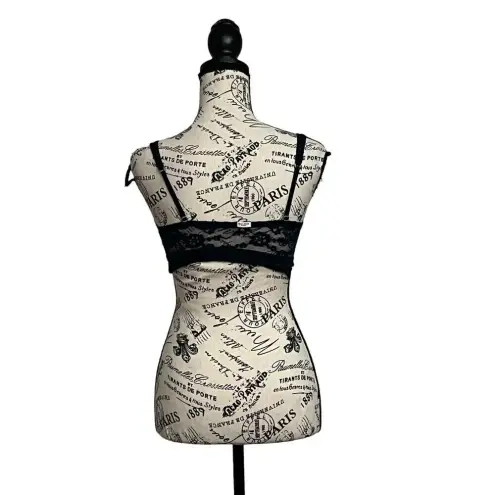 Gilly Hicks Hollister  Sydney Lace Bralette Black Ribbed Y2K Goth Coquette S