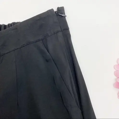 Universal Standard Cropped Silky Satin Straight Wide Leg Side Zip Pants: Black