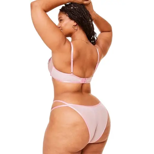 Adore Me Jayda Unlined balconette bra 32C sexy pink lace floral embroidered unlined cups