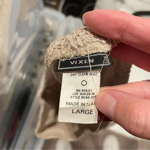 Vintage 80’s? coffee with cream lace tassel skirt stretchy boho gypsy festival Tan Size M